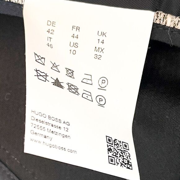 🍋 Boss Hugo Boss •Women’s Grey Cotton Tweed Moto Jacket Size 10 - Picture 6 of 9